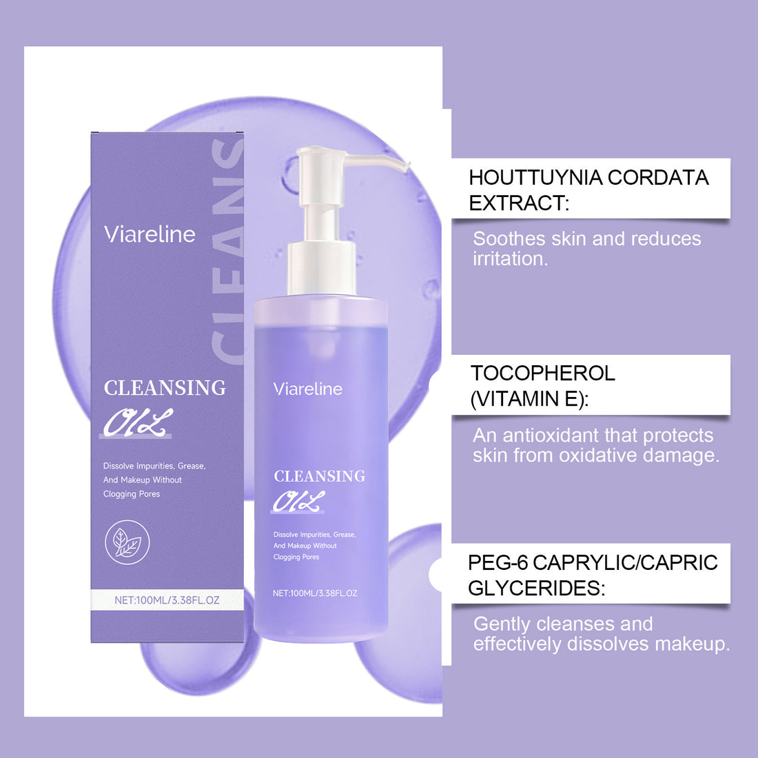 Hydrating Facial Cleansing Oil Removes Makeup & Impurities